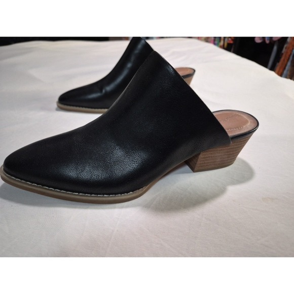 Universal thread Tara Slip On Mules Black Faux Leather Women's Size 8 - Picture 2 of 9